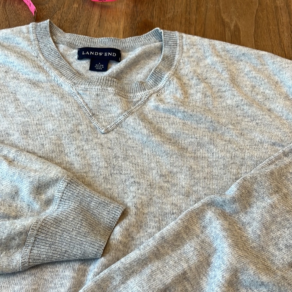 Cashmere blend | Land’s End | lightweight gray heather sweatshirt | L